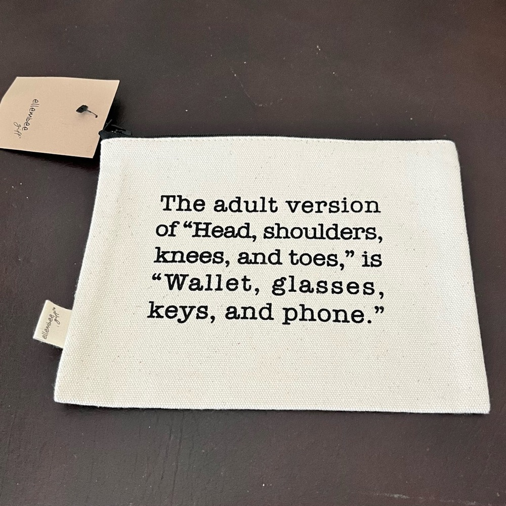 NWT White Canvas Pouch with Quote - Picture 1 of 7